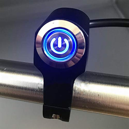 Rayana 7/8" 22mm Motorcycle Handlebar Switch Waterproof for Hazard Light, Fog Light, Head Light Latching Push Button Switch