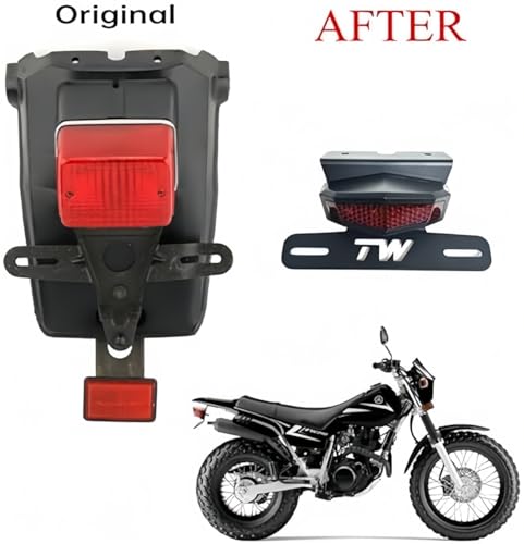 TW200 Fender Eliminator Kit - Tail Tidy Compatible with 1989-2024 TW 200 - License Plate Bracket with Rear Tail Brake Light (Red) - color: Red