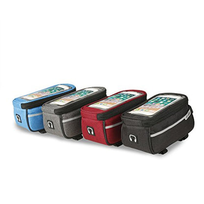 Bike Front Frame Bag,Bike Phone Mount Bag Touch Screen Phone Case Holder Cycling Top Tube Frame Bag Storage Handlebar Bag for Phone Below 6.8 Inch,Red
