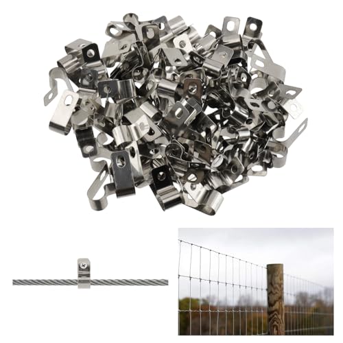 Antrader R-Type Cable Clips,8mm/0.31" Cable Clamps with Screws,304 Stainless Steel,100Pcs - color: Silver Tone, size: 0.31 Inch