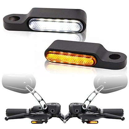 Rich Choices Handlebar LED Turn Signals Mini Motorcycle Blinkers Front Running Light Universal Compatible with Harley Sportster Dyna Honda Shadow Kawasaki Vulcan Yamaha V-Star Road Star - color: Black