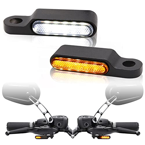 Rich Choices Handlebar LED Turn Signals Mini Motorcycle Blinkers Front Running Light Universal Compatible with Harley Sportster Dyna Honda Shadow Kawasaki Vulcan Yamaha V-Star Road Star - color: Black