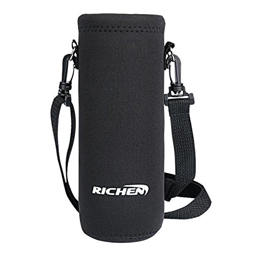 RICHEN Neoprene Water Bottle Carrier Bag with Adjustable Shoulder Strap,Insulated Water Bottle Cover for Stainless Steel/Glass/Plastic Bottles - color: Black, size: 750ml