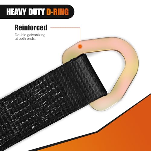 Nilight Axle Tie Down Straps 2" x 38" with D-Rings and Protective Sleeve 11,127 LBS Break Strength – Car Hauler Tie-Downs for Engine Hoist Truck Trailer & UTV 4Pack (Black) - color: 2inx 38in Axle Tie Down Straps 4Pcs Black