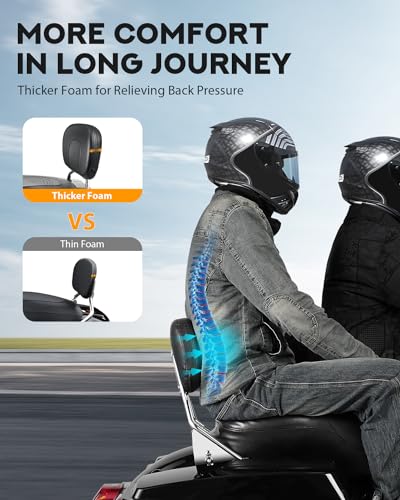 PBYMT Detachable Passenger Backrest Fit for Harley Touring, Quick Release Sissy Bar Compatible with Harley Davidson Street Glide Road Glide Road King Electra Glide Ultra Limited 2009-2024 (Chrome) - color: Chrome