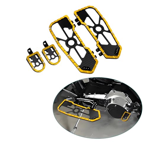 Motorcycle Front Rear Floorboard Footboard Fit For Harley Touring Road King Road Glide Street Glide Electra Glide Ultra Limited 1984-2025 (Yellow Front & Rear Floorboards Set) - color: Yellow Front & Rear Floorboards Set