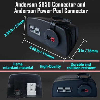 Anderson Power Pole Connector and Anderson Power SB50 connectors, Waterproof Quick Connect Wire Connectors 45 Amp PP15 to 45 and 50A SB50 Connector for Marine, Boat, Motorcycle, Truck, RV - style: 50A+PP15-30-45+Bracket