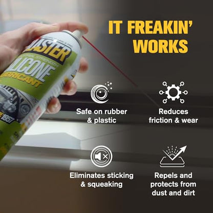 B’Laster Silicone Lubricant Spray, 11 oz Aerosol Cans (12-Pack) – Silicone Spray Lubricant for Rubber & Plastic, Garage Door & Window Track Lubricant, Clean Non-Greasy Finish - size: 12 Pack