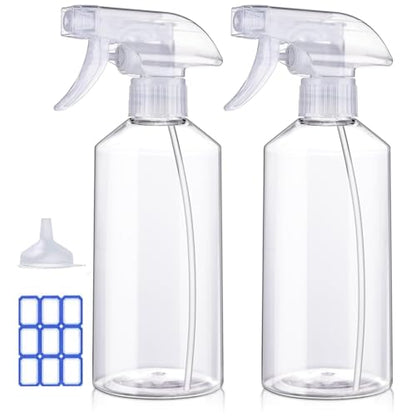 JohnBee Spray Bottles - 16.9oz/2Pack - Premium Adjustable Spray Bottles for Cleaning - No Leak And Clog Mister Spray Bottle - Spray Bottle For Hair, Plants, Pet, Vinegar, And Rubbing Alcohol Reagent - color: Clear