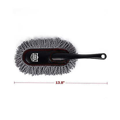 Car Duster Exterior Scratch Free,Car Dust Brush with Extendable Telescoping Handle to Remove Dust Pollen,Duster for Car,Truck,RV and Motorcycle,Large Auto Mop Duster Head, Wax Cotton Hair - color: Red Set-cotton