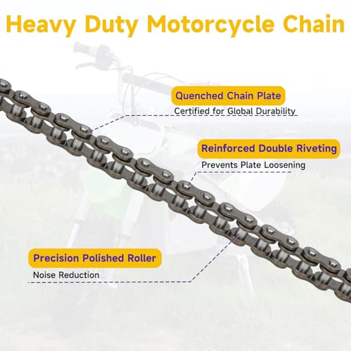HIAORS 25H Drive Chain 132 Link Compatible with Razor MX650 MX500 SX500 SX650 Mcgrath Electric Dirt Bike Minimoto Motocross XRF500 Mini Rocket Scooter Heavy Duty Parts with Chain Breaker