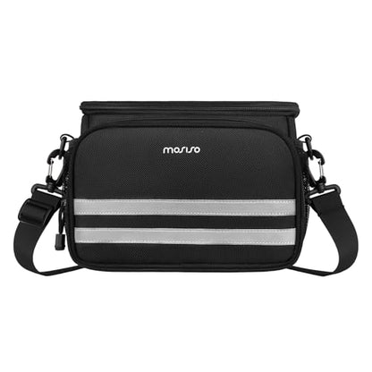 MOSISO Bike Handlebar Bag, Waterproof Handbag Phone Bag with Detachable Shoulder Strap&Rain Cover, Cycling Accessories Tools Pouch Screen Tube Bicycle Bags for Road Mountain Cycling, Black