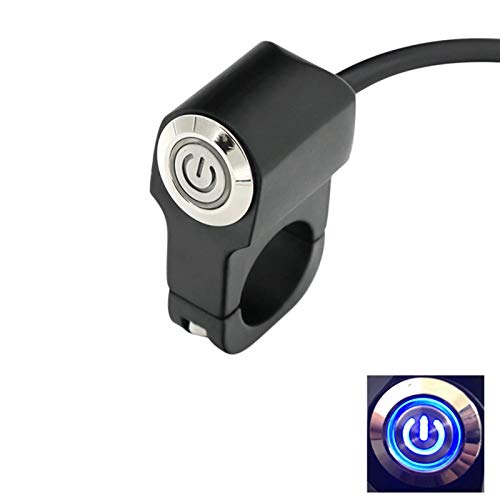 Rayana 7/8" 22mm Motorcycle Handlebar Switch Waterproof for Hazard Light, Fog Light, Head Light Latching Push Button Switch