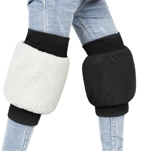 GREUS Winter Motocycle Leg Warmers, Waterproof Warm Fleece Lining Scooter Cycling Knee Protector Covers, Reflective Stripe - color: 14in (Knee-length)