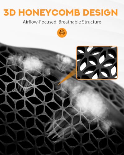 PBYMT Universal Motorcycle Gel Seat Pad, Motorcycle Seat Cushion with Sunshade Cover, Large 3D-Honeycomb Structure TPE Shock Absorption and Breathable for Long Rides