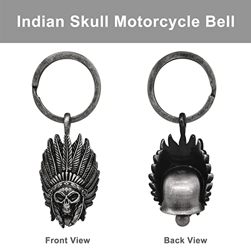 Dream Apparel Motorcycle Bell Guardian Angel Drive Away Gremlin, Biker Bell for Men Women Rider Riding, Good Luck Gift - color: Indian Skull
