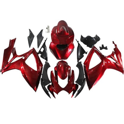 FLPRO ABS Plastic Complete Fairings Fit for Suzuki 2006 2007 GSXR600 GSXR750 K6 GSX-R600 GSX-R750 06 07 Injection Mold Motorcycle Bodywork Candy Red Black Cowlings - color: candy red black