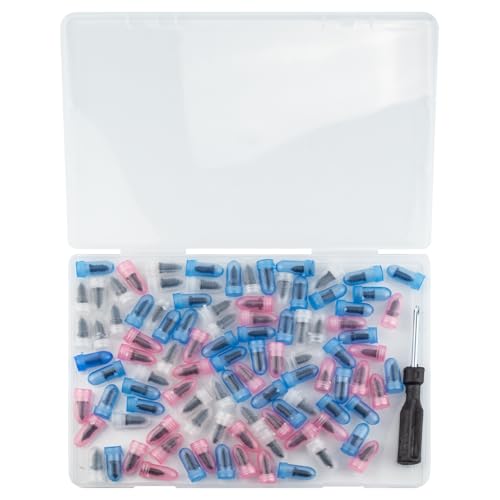 100 Pcs Tire Repair Screws Kit, Screw in Tire Plugs, Tire Plug Kit with Screwdriver, Tire Repair Kit for Car Truck Motorcycle, Tire Puncture Repair Rubber Nail Kit, Fix a Flat Emergency Tool