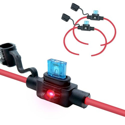 2 Pack wasserdichte Teile, entsprechen dem IP67-Standard, ASP Mini Flachsicherungshalter mit LED, 12 AWG für Auto und Marine - style: LED ASP