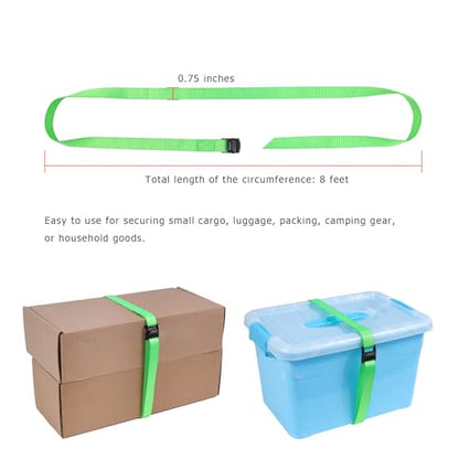 Ayaport Lashing Straps with Buckles Adjustable Cam Buckle Tie Down Cinch Strap - color: Green, size: 0.75'' x 8'