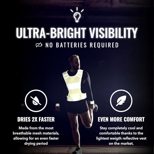 Mesh Reflective Running Vest with Inside Pocket & 2 Bands, Pink Small - color: Yellow, size: XX-Large