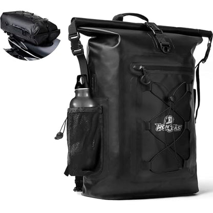 Grapelet Motorcycle Sissy Bar Bag Waterproof Motorcycle Backpack Tail Bag Travel Saddlebags 35L Duffle Bags PVC 500D Waterproof Dry Bags - Black