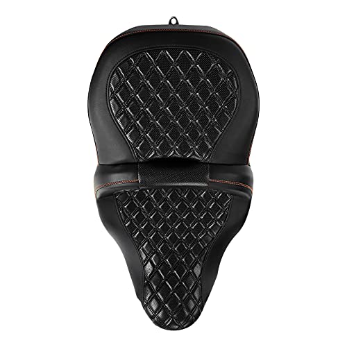 CC RIDER Motorcycle Seat Mammock Gel Seat Cushion Diamond Stitching fit for Harley Touring Road King Street Glide Road Glide Electra Glide 2009-2023 - color: 04# GEL Orange