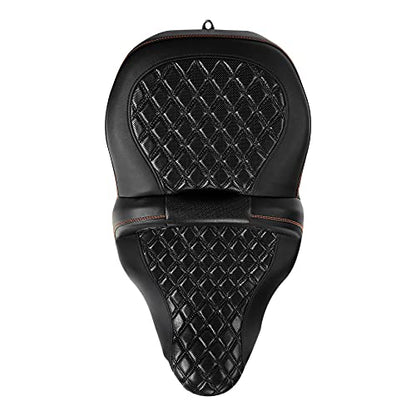 CC RIDER Motorcycle Seat Mammock Gel Seat Cushion Diamond Stitching fit for Harley Touring Road King Street Glide Road Glide Electra Glide 2009-2023 - color: 04# GEL Orange