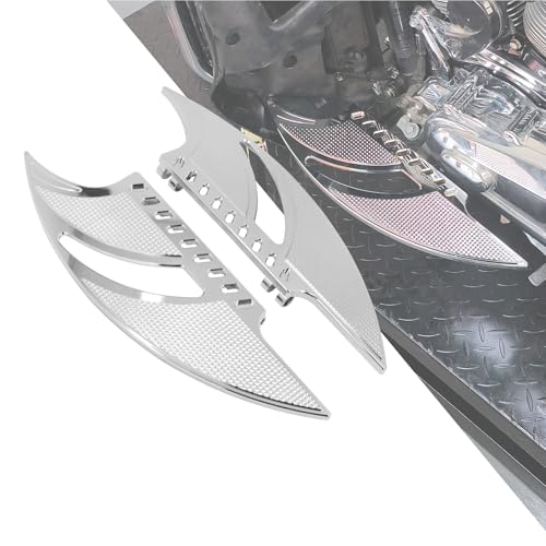 Motorcycle Floorboards CNC Tomahawk Footboards Footpegs Fit for Harley Touring Electra Street Glide Road Glide Softail Dyna (Driver Floorboards(Chrome)) - color: Driver Floorboards(Chrome)