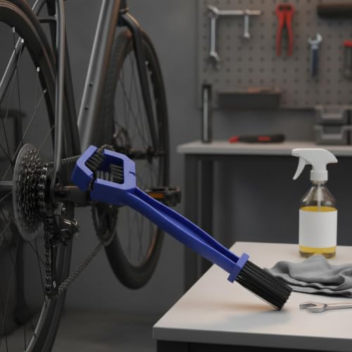 Double-Headed Bike Chain Brush - Durable PP Plastic Drivetrain Tool for Bicycle & Motorcycle Care - color: Blue