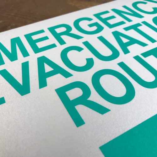 TRADESAFE Emergency Evacuation Route Sign - Evacuation Plan With Arrow Left, Quick Install Aluminum Safety Sign, Light Reflective, UV-Resistant, Waterproof, 14” X 10” Signs for Business - style: Emergency Evacuation Route Arrow Left
