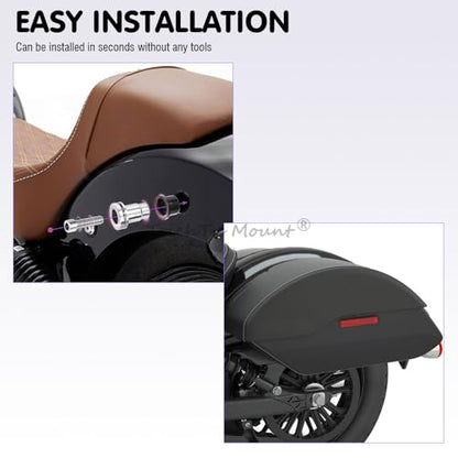Motorcycle Quick Release Semi-Rigid Saddlebags W/Reflectors & Mounting Spools Fits for Indian Scout Sixty ABS, Scout ABS, Scout Sixty,Pair,Black