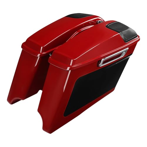 HR3 Billiard Red/Vivid Black 4" Stretched Hard Saddlebags w/Speaker Lids Compatible with 2021 Road Glide Special FLTRXS (Replace for OEM) - color: Billiard Red / Vivid Black