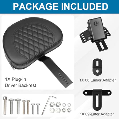 Motorcycle Adjustable Plug-in Driver Backrest Compatible with for Harley Touring Models Road King Street Glide Road Glide Electra Glide 1997-2024 Rider Backrest - size: C Style