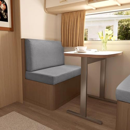 Gollense RV Dinette Cushion Covers, Stretch Camper Dinette Cushion Covers, Sectional Replacement RV Seat Covers for Travel Trailer Couch - Includes 2 Backrest Cover & 2 Bench Cover (T-Grey) - color: T-grey