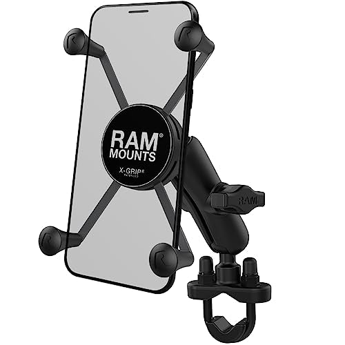 RAM MOUNTS Motorcycle Handlebar Phone Mount with U-Bolt Base, X-Grip Universal Cell Phone Holder with Short Arm for Bike, ATV, Scooter RAM-B-149Z-A-UN10U - style: Large Phones