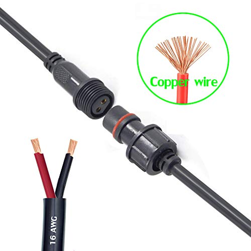 Waterproof Connector 2 Wire,16AWG 2Pin Male Female Plug LED Connector with IP65,20CM Extension Cable for Car,LED Strip Lights (5Pairs) - size: 16AWG 2Pin waterproof connector