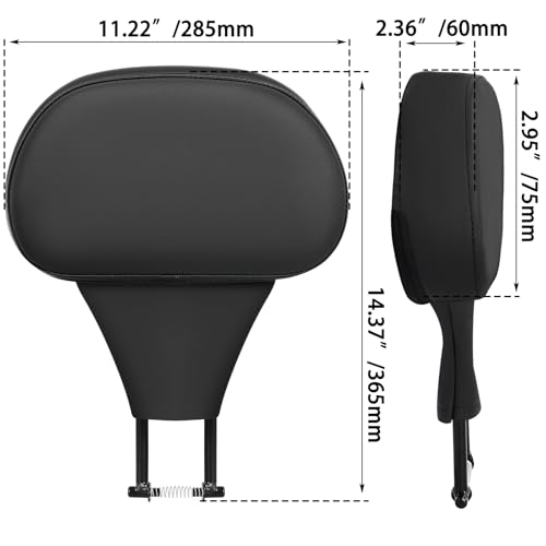FOVPLUE Adjustable Rider Backrest, Detachable Plug-in Driver Backrest Pad w/Mounting Kit for Harley Touring 2009-2025,CVO Road Glide Street Glide Tri Glide FLHTK/L Electra Glide Road King,BLACK - color: Black Smooth style