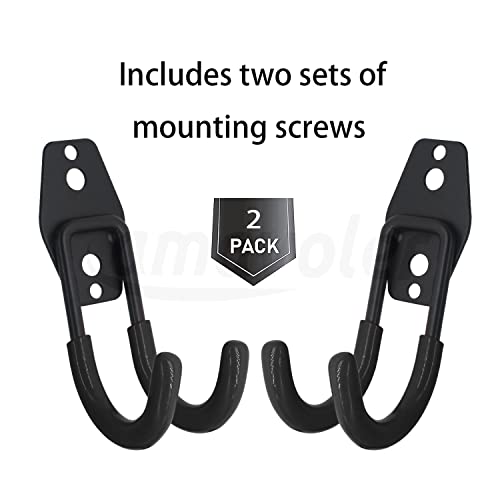 Wall Mount Helmet Hook Holder Black,2 Small Double Iron Curved Hook Tools with Mounting Screws. A Good Home for Harley, Honda, Kawasaki, etc Helmet (Small Hook x2). - size: small hook x2