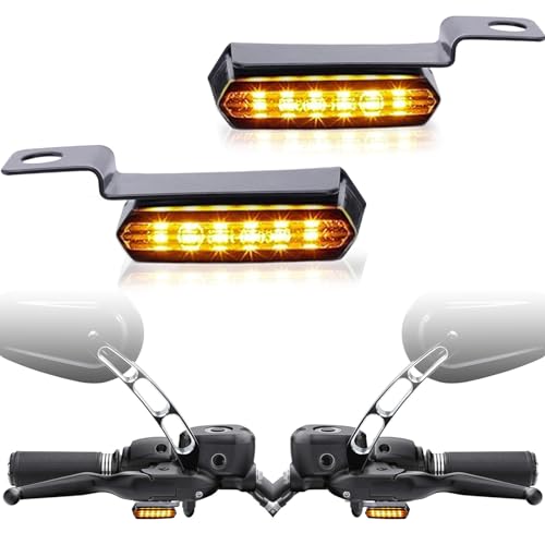 Motorcycle Sequential LED Turn Signals, Chrome Flowing Handlebar Marker Light Motorcycle Mini Blinkers Compatible with Harley Dyna Sportster 883 XL1200 Road King Softail - color: Black#3