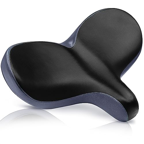 X WING New-Age Noseless Bike Seat Cushion for Men & Women - Extra Padding & Wide - Suitable for City, Electric, Stationary Bikes - Compatible with Peloton Bikes – Wide Winged Bike Seat with Cushion - color: Black Mega Plus