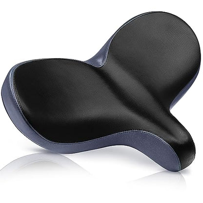 X WING New-Age Noseless Bike Seat Cushion for Men & Women - Extra Padding & Wide - Suitable for City, Electric, Stationary Bikes - Compatible with Peloton Bikes – Wide Winged Bike Seat with Cushion - color: Black Mega Plus