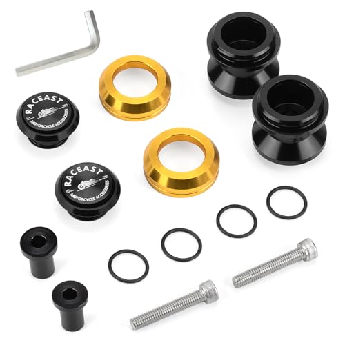 M6 Swing Arm Spool Sliders Universal CNC 6MM Rear Swingarm Sliders Stand Compatible With R7 YZF R1 R3 R6 R6S YZF600R FZ1 FZ6 FZ6R FZ8 FJ09 FZ09 FZ10 MT09 MT10 (Gold - M6) - color: Gold - M6