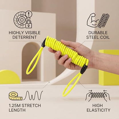 VGEBY Motorcycle Reminder Cable, Bike Alarm Disc Lock Antitheft Security Spring Reminder Coil Cable for Motorbike Scooter Bike Lock Alert (Color : Yellow)