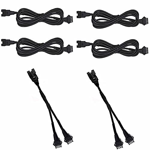 4pcs 60in RGB Extension Cords with 2pcs 2-Way Splitters Waterproof Extension Wire Cord Set for RGB Multi-Color Neon Accent Motorcycle LED Strips Rock Light Kits ATV Car Lights - size: 4PCS 60in + 2PCS 2-Way Splitters