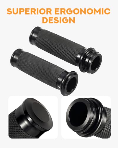 PBYMT 1 Inch Electronic Throttle Handlebar Grips Fit for Harley Davidson Touring Road King Street Glide Softail 2008-2024 - color: All Black