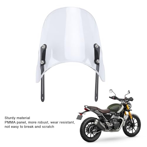 Motorcycle , Clear Wind Deflector PMMA Panel Front Wind Deflector with Mount Bracket for Scrambler 400X 2023-2024, for Speed 400 2023-2024, for Street Scrambler 900 - size: Transparent