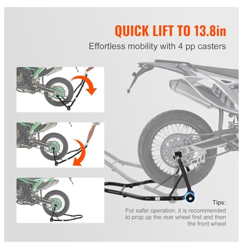Motorcycle Rear Wheel Stand, 850lbs Capacity Heavy Duty Lift Jack, U & L Fork Spools, for Yamaha Honda Kawasaki Suzuki, Black - Motorcycle Maintenance