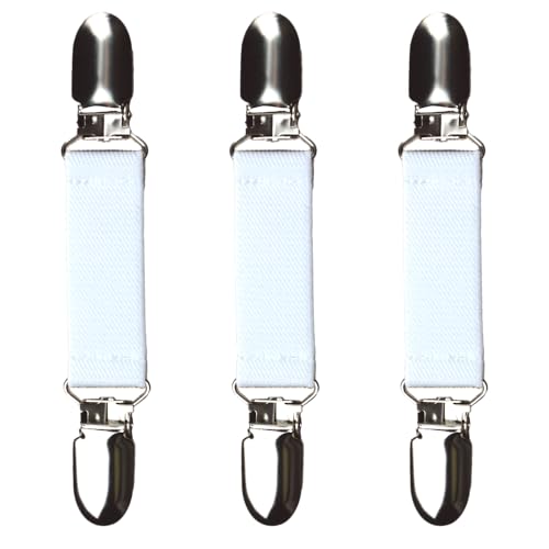 Classic Mitten Clips (3-Pack) — Heavy-Duty Glove Keepers, Cinch Clips for Skiing, Work, Dress; Fabric-Safe Plastic Insert (White, 3/4 inch) - color: White, size: 3/4 inch