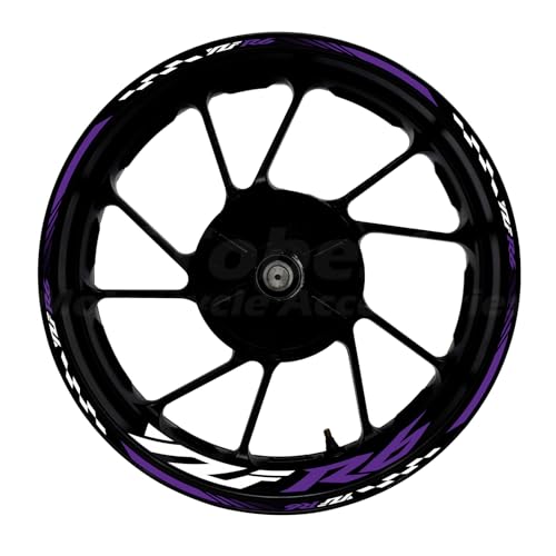 Awonderful 17"Wheel Rim Stickers For Yamaha YZF R6 1998-2016,Purple | Reflective Vinyl Wheel Stripe Kit. Waterproof, Self-Adhesive Decals, Decorate Motorcycle Wheel Rims, Easy to Paste - color: Purple
